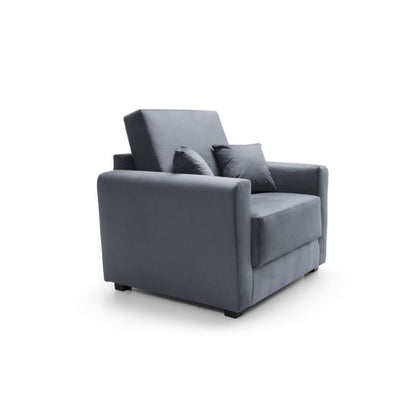 Alexander Armchair Velvet 1 Seater Sofabed - Dark Grey Fabric