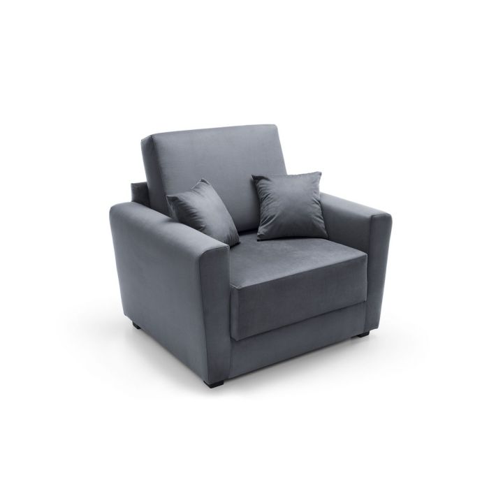 Alexander Armchair Velvet 1 Seater Sofabed - Dark Grey Fabric