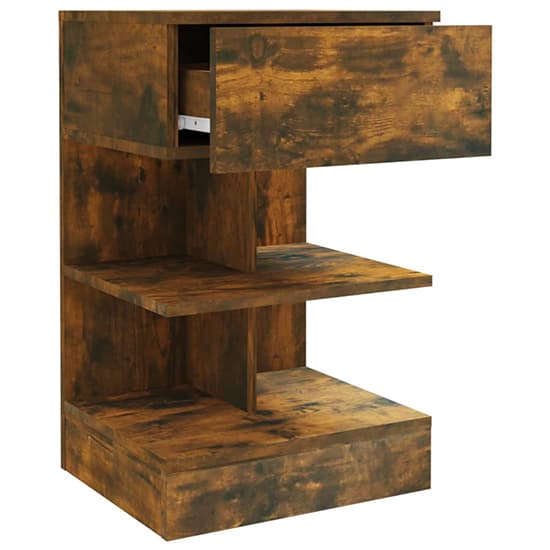 Oluina Wooden Bedside Cabinet With 1 Drawer In Smoked Oak