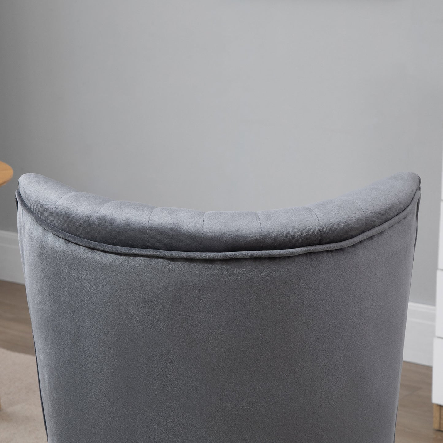 HOMCOM elvet Accent Chair Occasional Tub Seat Padding Curved Back with Wood Frame Legs Home Furniture Set of 2 Grey