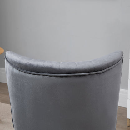 HOMCOM elvet Accent Chair Occasional Tub Seat Padding Curved Back with Wood Frame Legs Home Furniture Set of 2 Grey