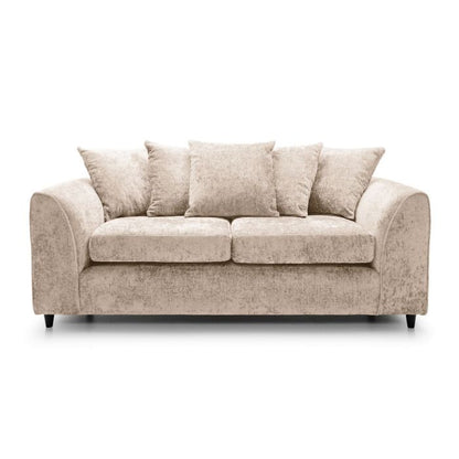 FURCO Cream Crushed Chenille 3-Seater Sofa - Modern Comfort and Style