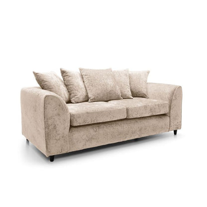 FURCO Cream Crushed Chenille 3-Seater Sofa - Modern Comfort and Style