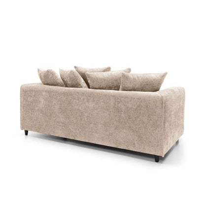 FURCO Cream Crushed Chenille 3-Seater Sofa - Modern Comfort and Style