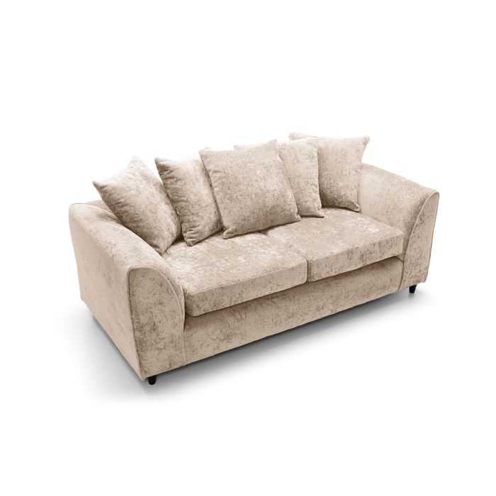 FURCO Cream Crushed Chenille 3-Seater Sofa - Modern Comfort and Style