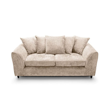 FURCO Cream Crushed Chenille 3-Seater Sofa - Modern Comfort and Style