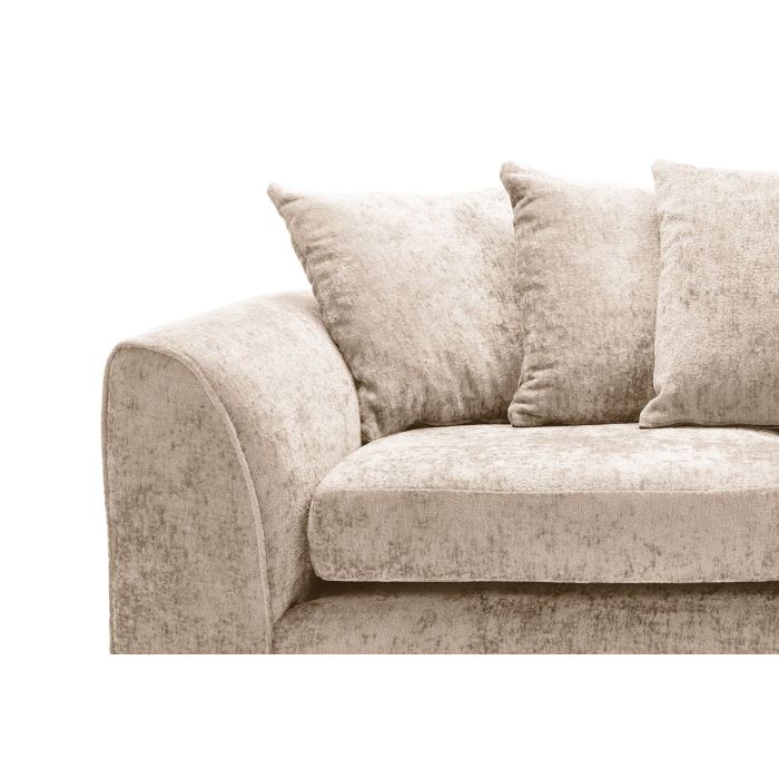 FURCO Cream Crushed Chenille 3-Seater Sofa - Modern Comfort and Style