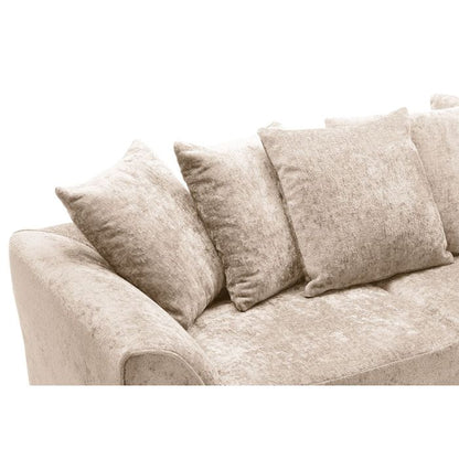 FURCO Cream Crushed Chenille 3-Seater Sofa - Modern Comfort and Style