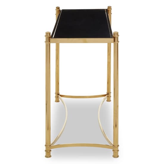 Orion Black Glass Top Console Table With Gold Metal Frame