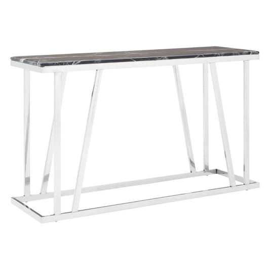 Orion Black Marble Top Console Table With Chrome Frame