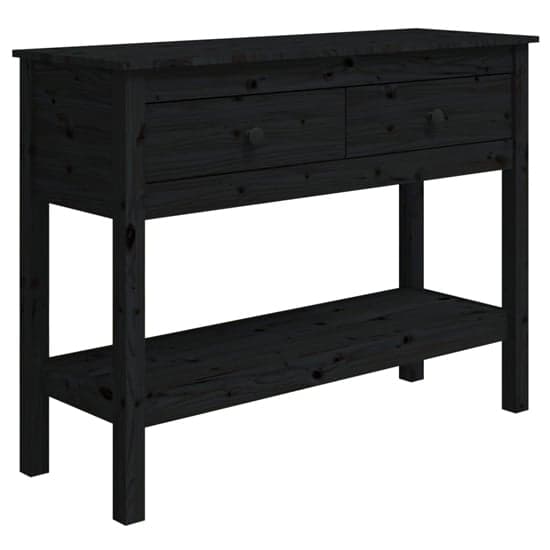 Orsin Pine Wood Console Table With 2 Drawers In Black