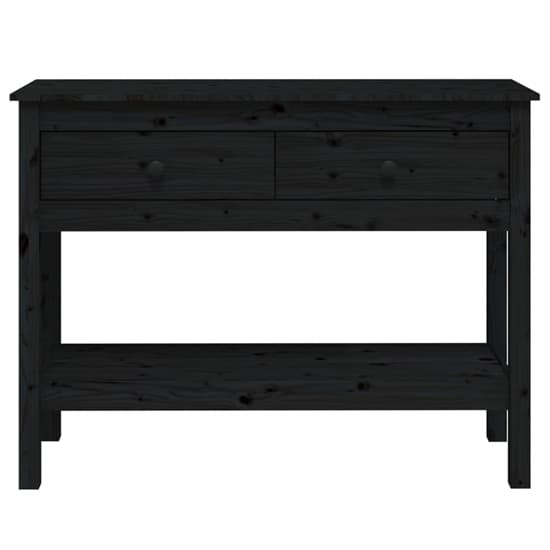 Orsin Pine Wood Console Table With 2 Drawers In Black