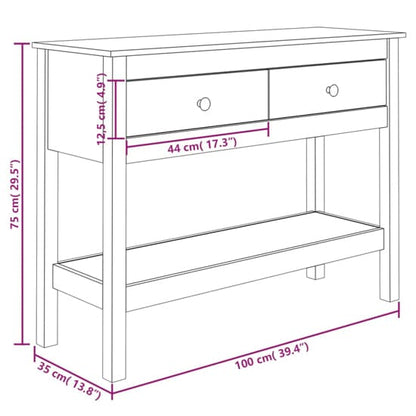 Orsin Pine Wood Console Table With 2 Drawers In Black