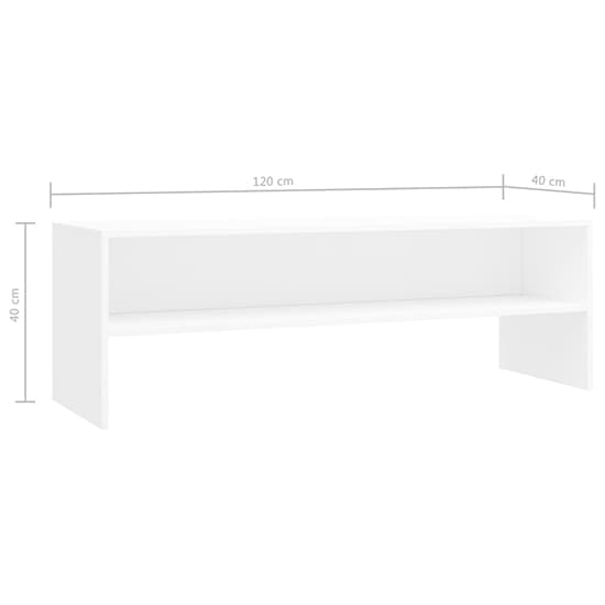 FURCO Orya White Wooden TV Stand with Storage Shelf for Living Room