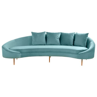 Osmodin Upholstered Velvet 4 Seater Sofa In Light Blue