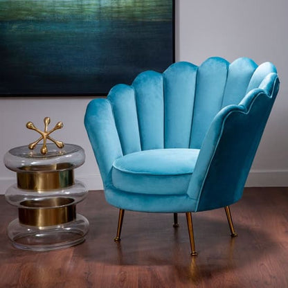 Ovaley Upholstered Velvet Accent Chair In Blue