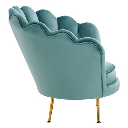 Ovaley Upholstered Velvet Accent Chair In Blue