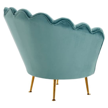 Ovaley Upholstered Velvet Accent Chair In Blue