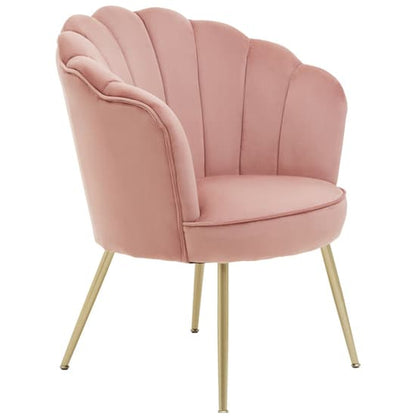 Ovaley Upholstered Velvet Accent Chair In Pink