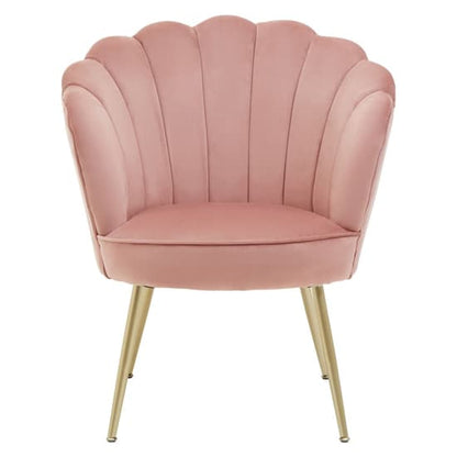 Ovaley Upholstered Velvet Accent Chair In Pink