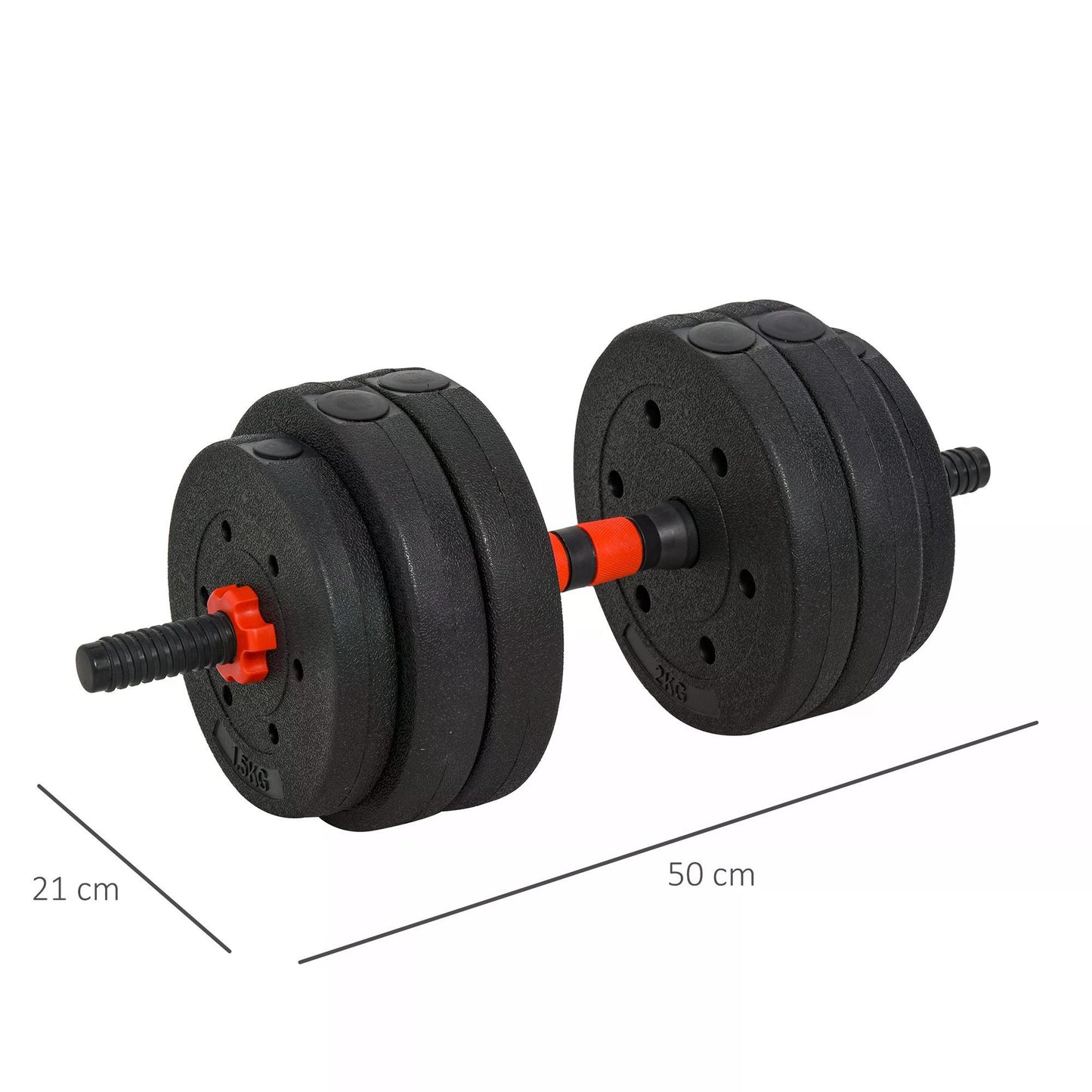 HOMCOM 5kg 2 IN 1 Adjustable Dumbbells Weight Set, Dumbbell Hand Weight Barbell for Body Fitness, Lifting Training for Home, Office, Gym, Black