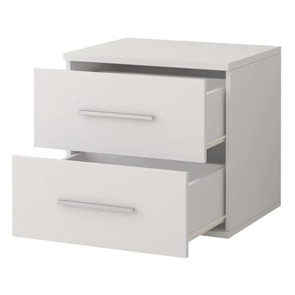 Oxnard Wooden Bedside Cabinet With 2 Drawers In Matt White