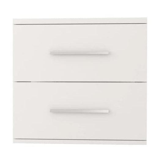 Oxnard Wooden Bedside Cabinet With 2 Drawers In Matt White