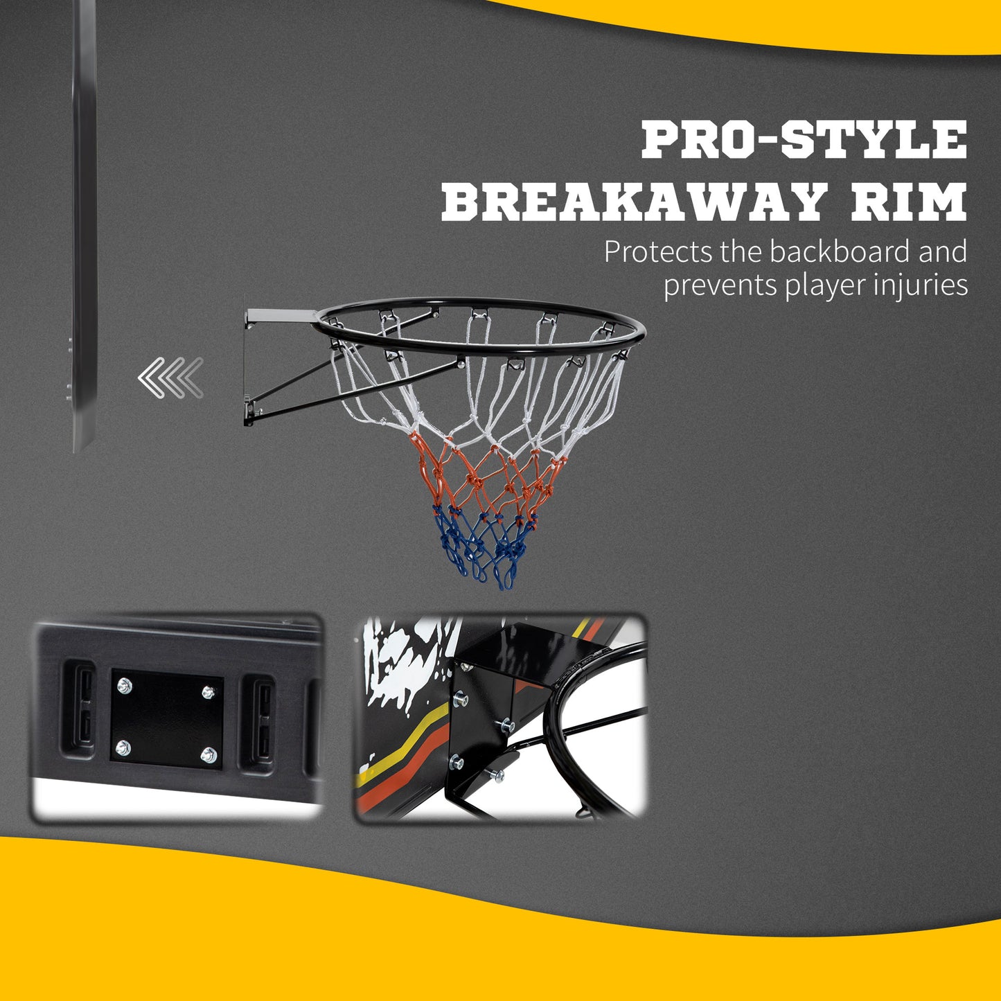 SPORTNOW Wall Mounted Basketball Hoop, Mini Basketball Hoop and Backboard Set for Teenagers and Adults, Outdoors and Indoors Door and Wall Use, Red and Yellow