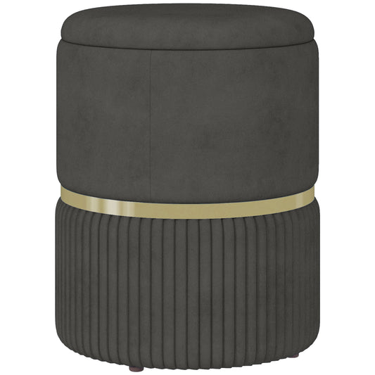 HOMCOM elvet-Feel Storage Ottoman - Grey