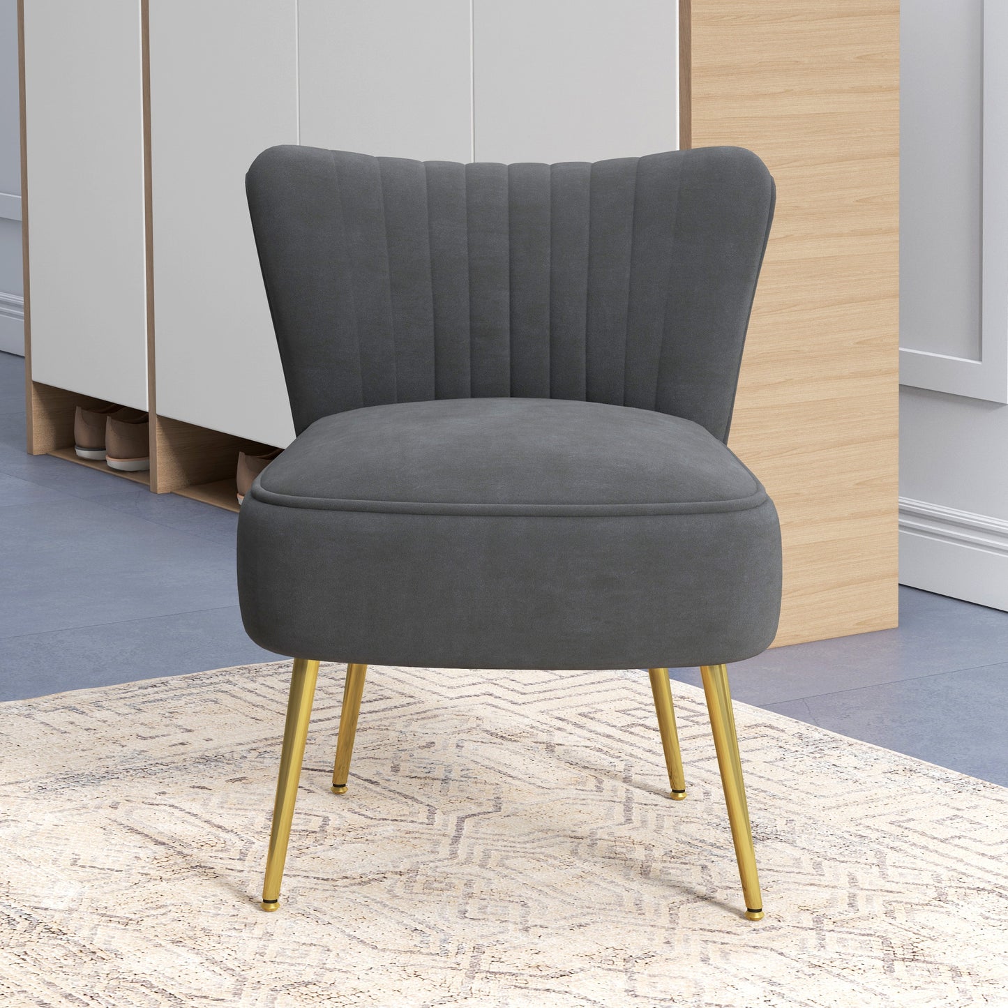 HOMCOM elvet-Feel Tub Accent Chair - Grey