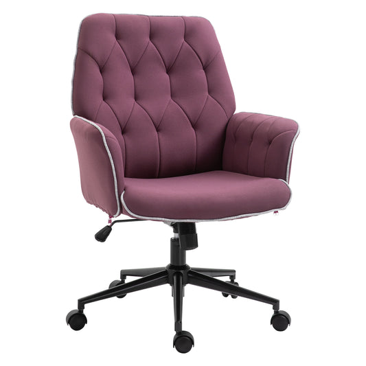 Vinsetto Office Desk Chair, Spandex Fabric Vanity Chair with Adjustable Height, Armrest, Swivel Chair for Home, Purple