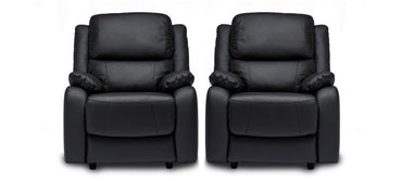 Palermo Black Leather 3-Seater Sofa with 2 Manual Reclining Armchairs - Also Available in Burgundy and Grey