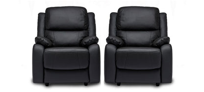 Palermo Black Leather 3-Seater Sofa with 2 Manual Reclining Armchairs - Also Available in Burgundy and Grey