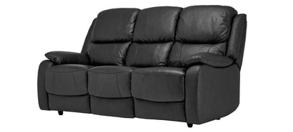 Palermo Black Leather 3-Seater Sofa with 2 Manual Reclining Armchairs - Also Available in Burgundy and Grey