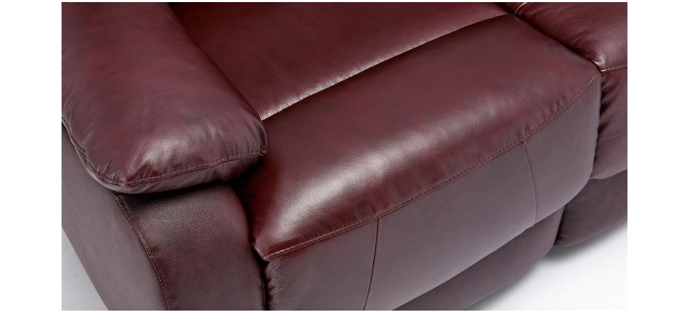 Palermo Burgundy Leather 3-Seater Sofa with 2 Manual Recliner Armchairs - Available in Black and Grey