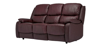 Palermo Burgundy Leather 3-Seater Sofa with 2 Manual Recliner Armchairs - Available in Black and Grey