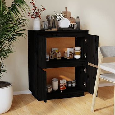 Paolo Pinewood Sideboard With 4 Doors In Black