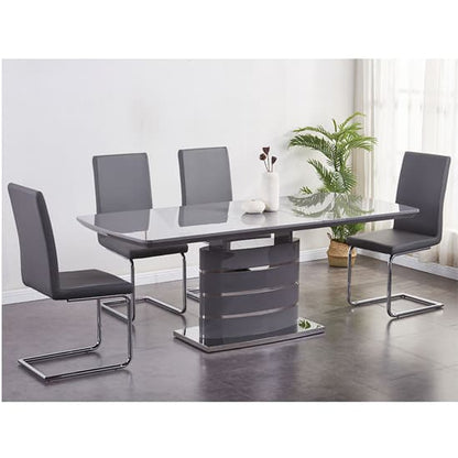 Parley Extending High Gloss Dining Table In Grey