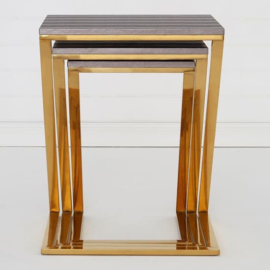 FURCO Templar Side Table with Gold Stainless Steel Legs and Faux Snake Skin Surface