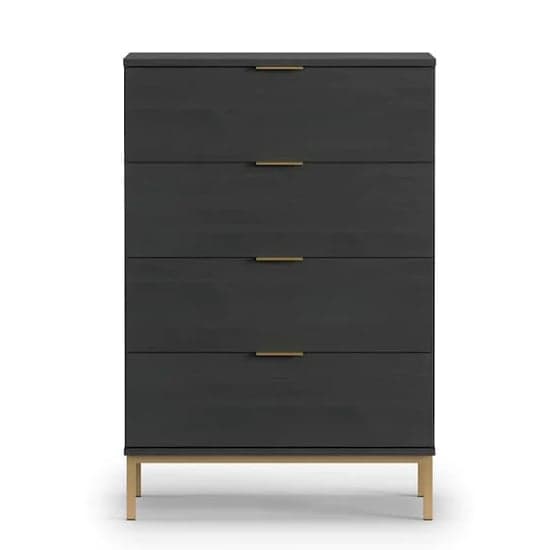 Pavia Wooden Chest Of 4 Drawers In Black Portland Ash