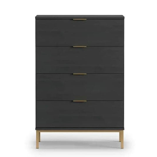 Pavia Wooden Chest Of 4 Drawers In Black Portland Ash