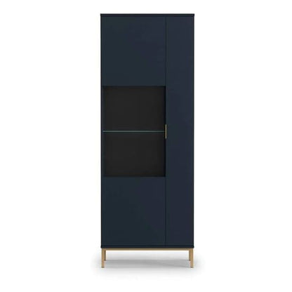 Pavia Wooden Display Cabinet Tall With 2 Doors In Navy