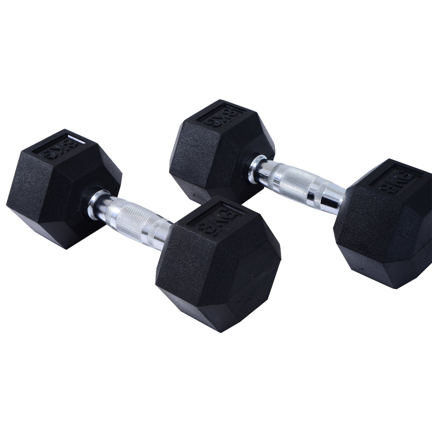 HOMCOM x5kg Rubber Dumbbell Sports Hex Weights Sets Gym Fitness Lifting Home