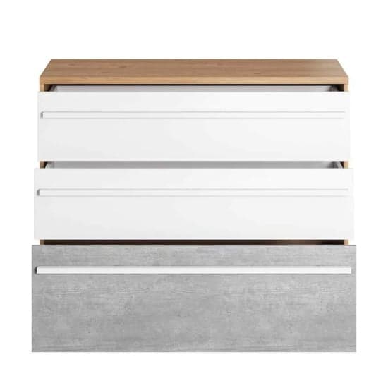 Modern White and Concrete Effect Kids Chest of 3 Drawers by Furco