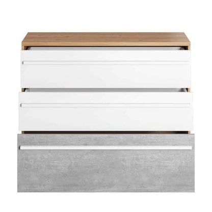 Peoria Kids Chest Of 3 Drawers In White And Concrete Effect