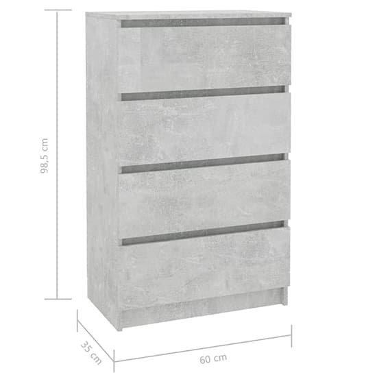 Perris Wooden Chest Of 4 Drawers In Concrete Effect