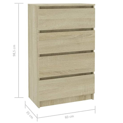 Perris Wooden Chest Of 4 Drawers In Sonoma Oak