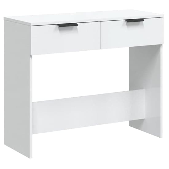 White High Gloss Console Table with 2 Drawers for Entryway and Living Room