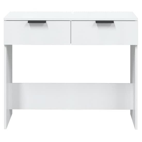 White High Gloss Console Table with 2 Drawers for Entryway and Living Room