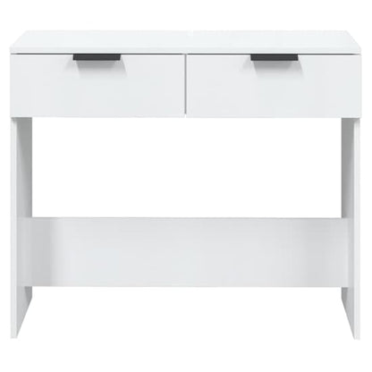 White High Gloss Console Table with 2 Drawers for Entryway and Living Room